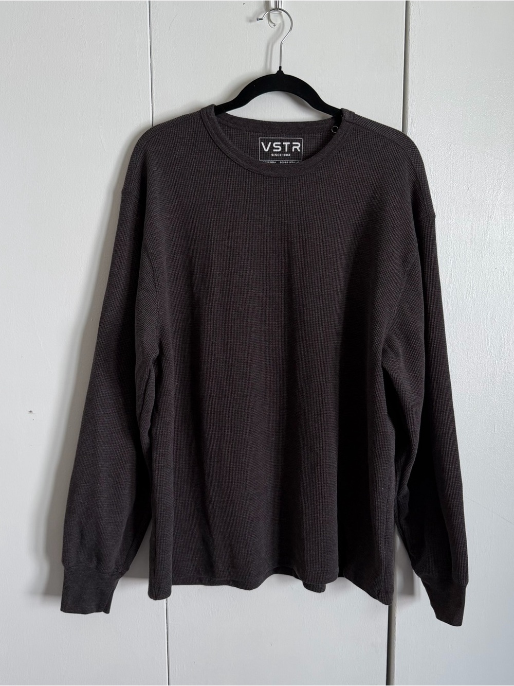 VSTR Men’s Brown Waffle Knit Long Sleeve Thermal T-Shirt